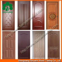 Piel de la puerta de chapa moldeada HDF / MDF de 3.0-4.2 mm por ceniza / teca / Sapeli / roble / haya / madera roja / nogal negro